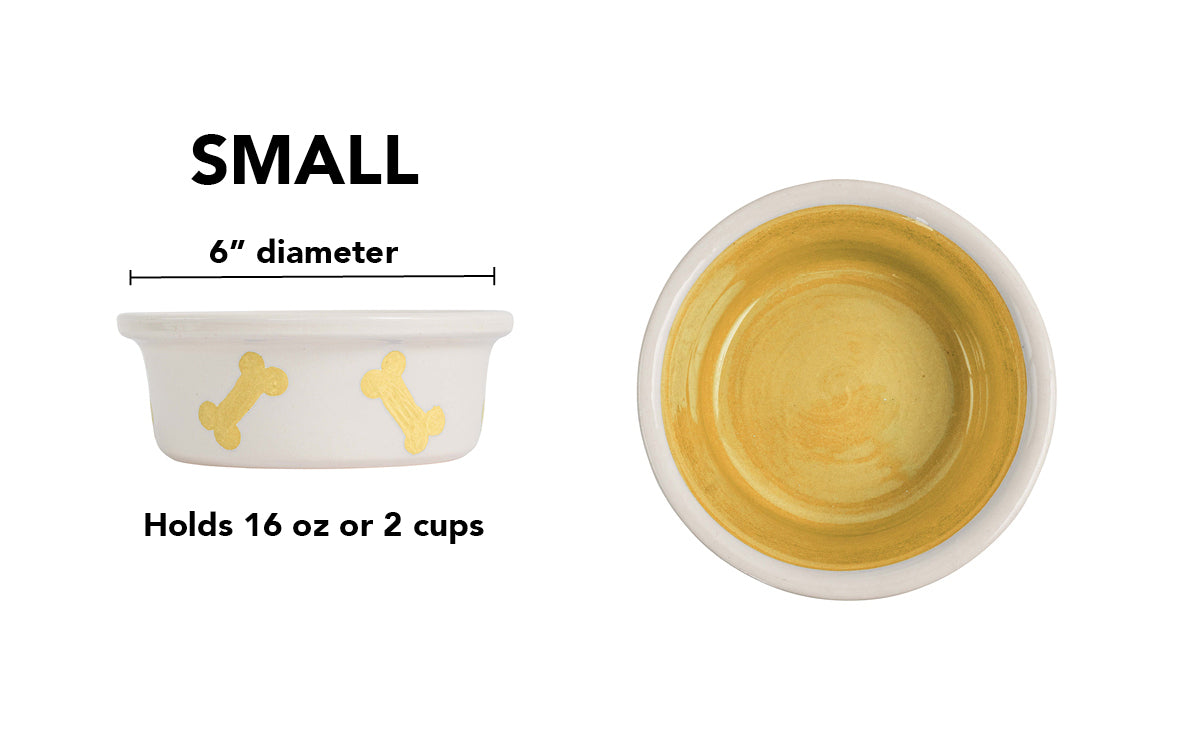 Bone Parade Collection - Handmade Ceramic Pet Bowl with Diagonal Bone Design