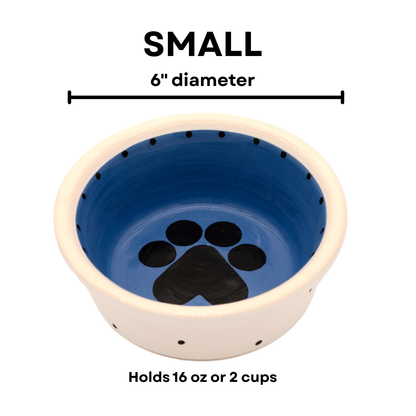 The Big Paw Collection - Handmade Ceramic Pet Bowl with Custom Color and Black Paw Print