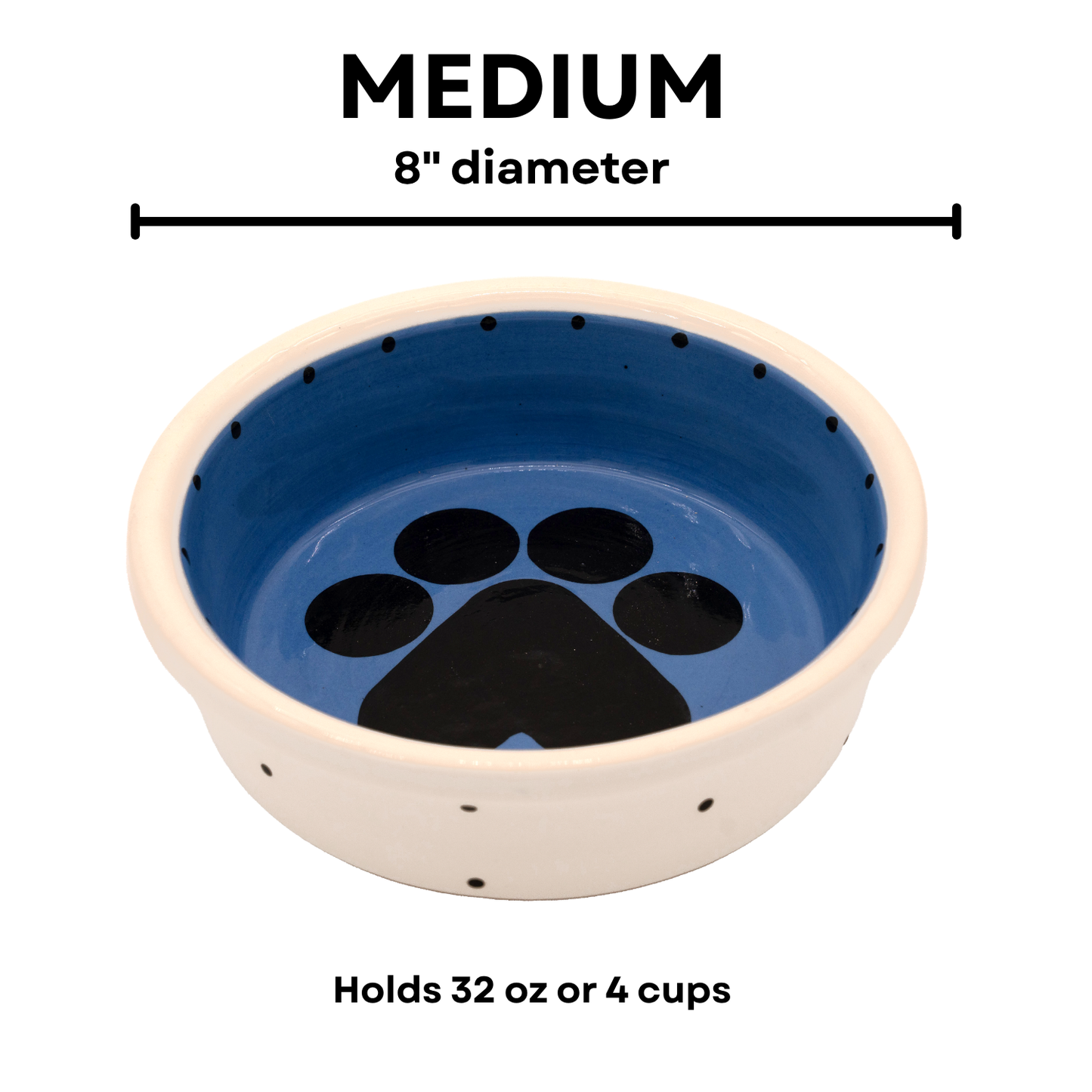 The Big Paw Collection - Handmade Ceramic Pet Bowl with Custom Color and Black Paw Print