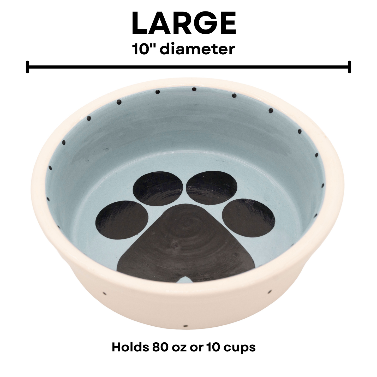 The Big Paw Collection - Handmade Ceramic Pet Bowl with Custom Color and Black Paw Print