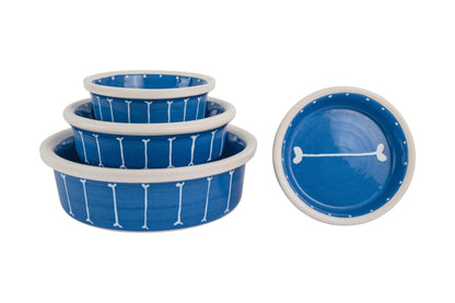 Boneyard Collection - Handmade Ceramic Pet Bowl with Skinny Bone Design in Custom Colors