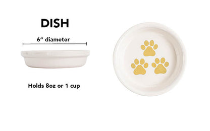 Pawsome Collection (Alternate) - Handmade Ceramic Pet Bowl with Colored Paw Prints on White Clay