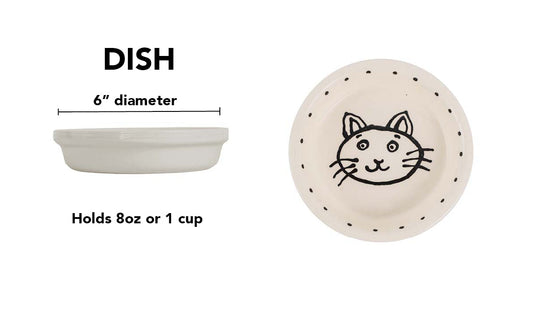 Kitty Cartoon Cat Dish - Dish / Black & White