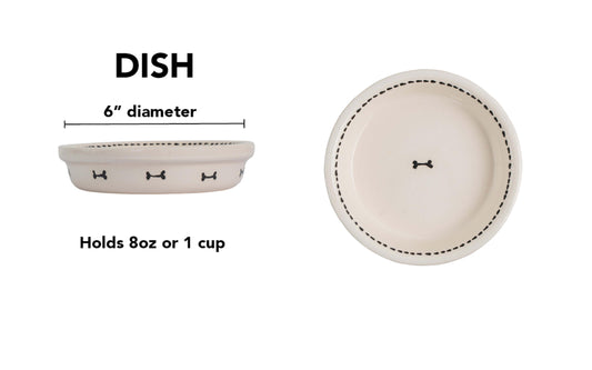 Bone & Stitch Collection - Dish / Black & White