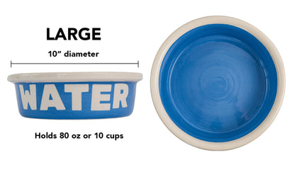 Block Letter Collection (Water) - Handmade Ceramic Pet Bowl with Block Letters