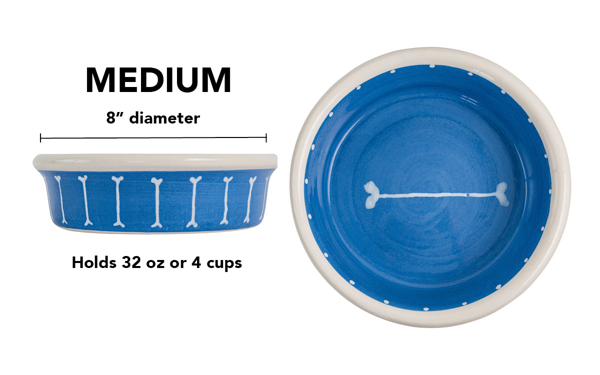 Boneyard Collection - Handmade Ceramic Pet Bowl with Skinny Bone Design in Custom Colors