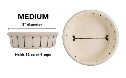 Boneyard Collection - Handmade Ceramic Pet Bowl with Skinny Bone Design in Custom Colors