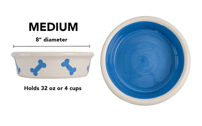 Bone Parade Collection - Handmade Ceramic Pet Bowl with Diagonal Bone Design