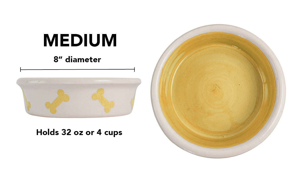 Bone Parade Collection - Handmade Ceramic Pet Bowl with Diagonal Bone Design