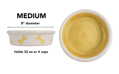 Bone Parade Collection - Handmade Ceramic Pet Bowl with Diagonal Bone Design
