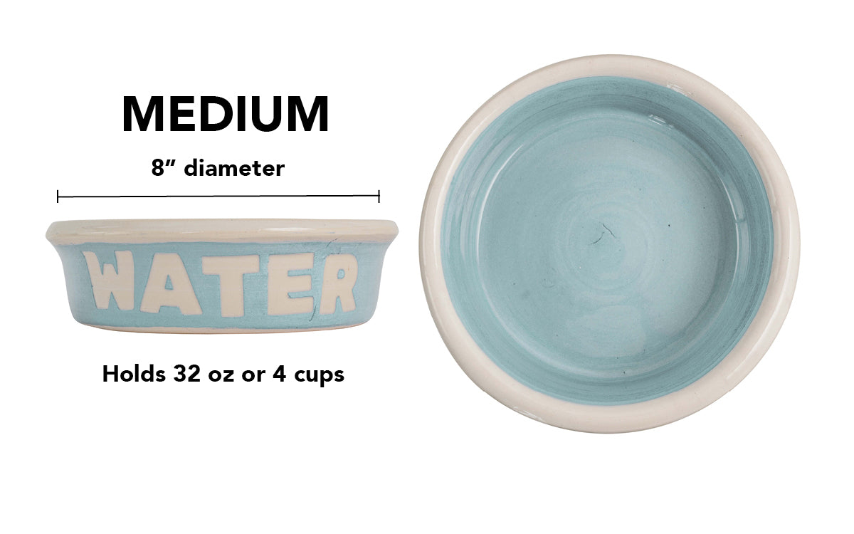 Block Letter Collection (Water) - Handmade Ceramic Pet Bowl with Block Letters