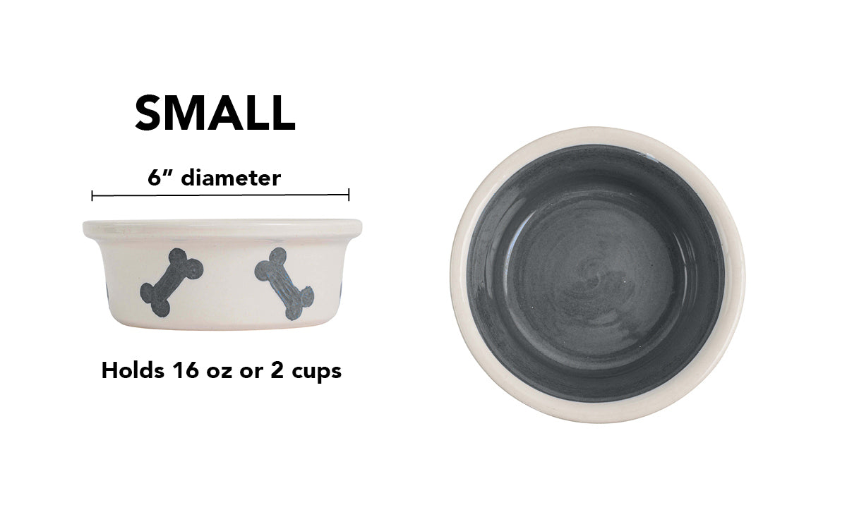 Bone Parade Collection - Handmade Ceramic Pet Bowl with Diagonal Bone Design