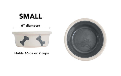 Bone Parade Collection - Handmade Ceramic Pet Bowl with Diagonal Bone Design