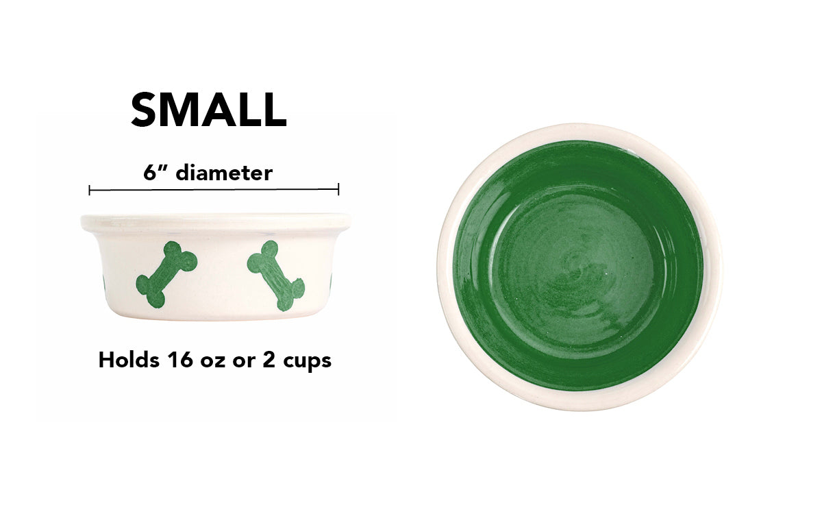 Bone Parade Collection - Handmade Ceramic Pet Bowl with Diagonal Bone Design