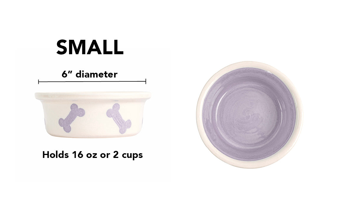 Bone Parade Collection - Handmade Ceramic Pet Bowl with Diagonal Bone Design