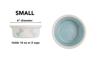 Bone Parade Collection - Handmade Ceramic Pet Bowl with Diagonal Bone Design