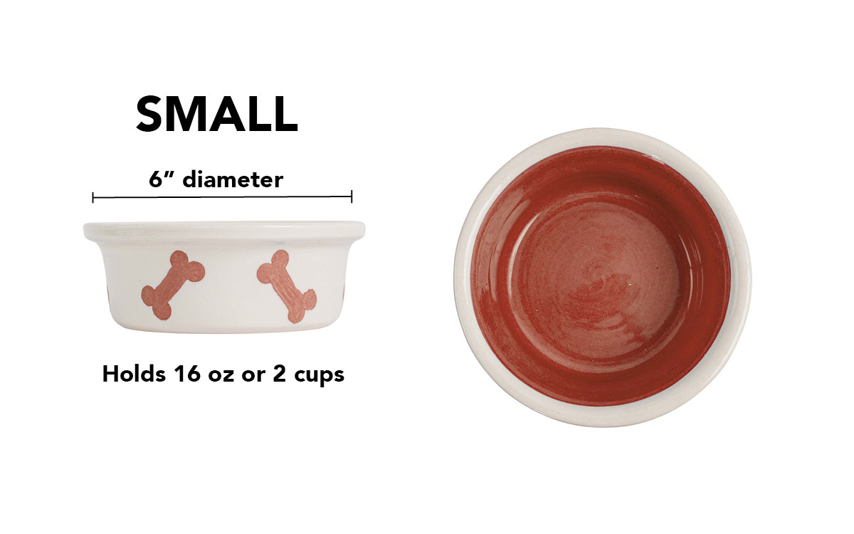 Bone Parade Collection - Handmade Ceramic Pet Bowl with Diagonal Bone Design