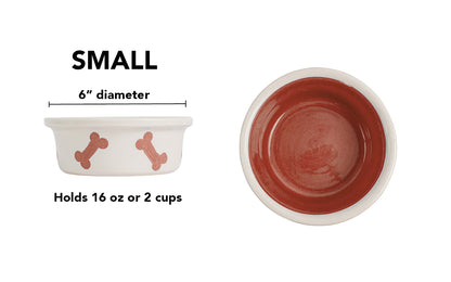 Bone Parade Collection - Handmade Ceramic Pet Bowl with Diagonal Bone Design