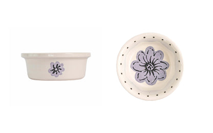Blossom Bite Collection - Handmade Ceramic Pet Bowl with Handpainted Flower