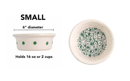 The Gangs All Here Collection - Handmade Ceramic Pet Bowl with Cool Dog Design
