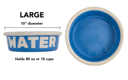 Block Letter Collection (Water) - Handmade Ceramic Pet Bowl with Block Letters