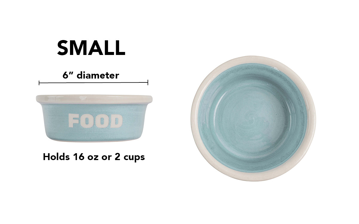 Block Letter Collection (Food) - Handmade Ceramic Pet Bowl with Block Letters