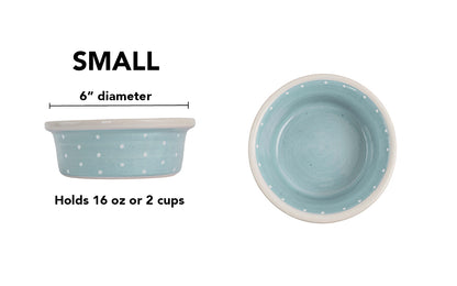 Polka Paws Collection - Handmade Ceramic Pet Bowl with Color and White Polka Dots